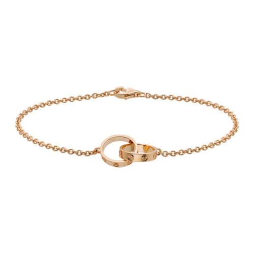 CARTIER/卡地亞 經(jīng)典LOVE系列 18K金玫瑰金雙環(huán)LOVE手鏈 B6027000