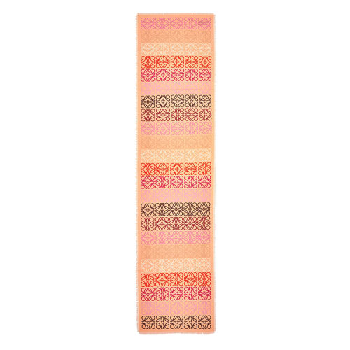 LOEWE/羅意威新款 ANAGRAM系列 女士桃粉/多色羊毛羊絨圍巾0010530681