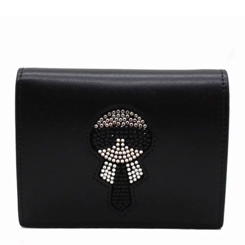 Fendi 芬迪   女士黑色牛皮老佛爺裝飾時尚錢夾錢包