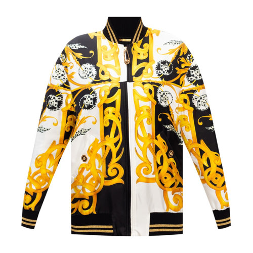 VERSACE/范思哲 女士多色拼色棉質(zhì)混紡材質(zhì)印花裝飾拉鏈開(kāi)合長(zhǎng)袖上衣外套夾克 A87131-A235781-A7027