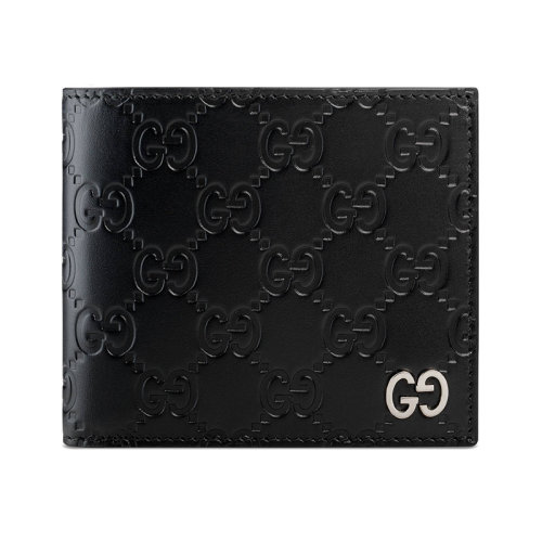 GUCCI/古馳 男士雙G黑色Gucci簽名壓花皮革錢包 473922CWC1N1000