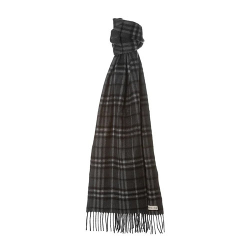 BURBERRY/博柏利 男女同款 中性炭色格紋羊絨時尚保暖圍巾圍脖3641956