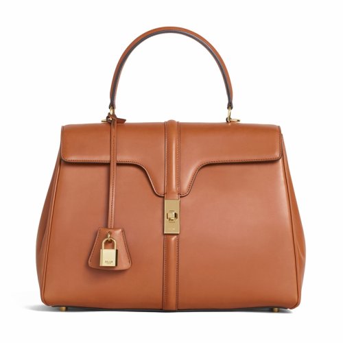 CELINE/賽琳19秋冬新款女士中號焦糖色牛皮光面單肩手提包 187373BF9.04LU