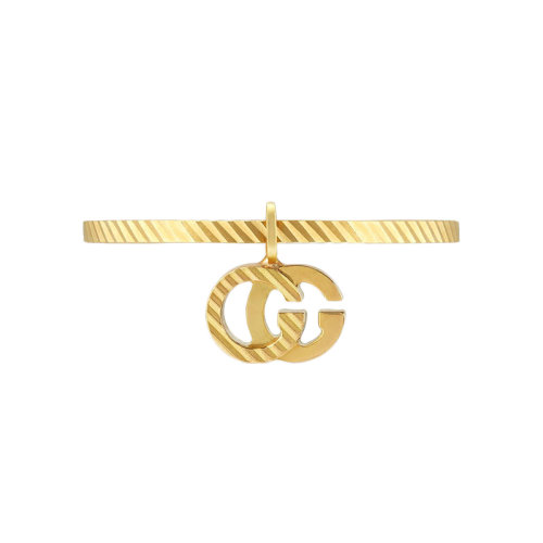GUCCI/古馳 GG Running 18k金雙G飾有扭索紋雕刻戒指 648599J85008000