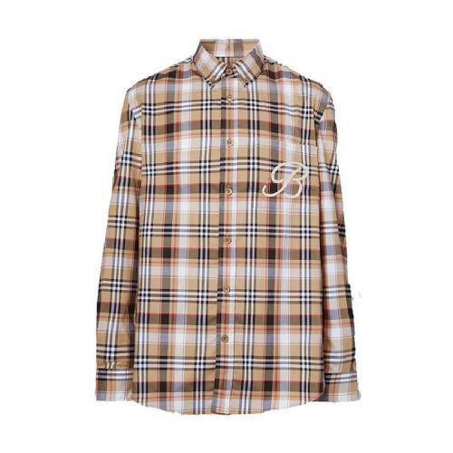  BURBERRY/博柏利 男士淺褐色棉質長袖襯衫 80368701 PLFSX