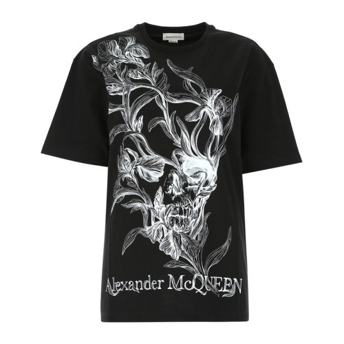 Alexander McQueen/亞歷山大麥昆 男裝 服裝 棉質骷髏頭印花圓領 男士短袖T恤