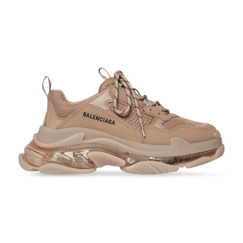 Balenciaga/巴黎世家 22年秋冬新款 Triple S Clear Sole系列 男士棕色雙層泡棉網眼刺繡徽標雙色鞋帶減震運動鞋541624W2GA12510