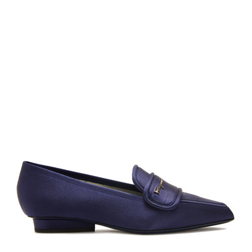 Salvatore Ferragamo/菲拉格慕 藍色 女士品牌標飾緞面布藝樂福鞋 732649-01R287
