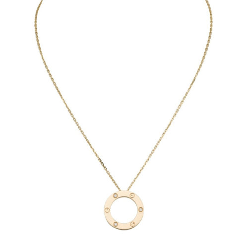 CARTIER/卡地亞 經典LOVE18K金黃金鉆石項鏈 鑲嵌3顆鉆石 B7014500