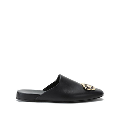 Balenciaga/巴黎世家 2021款 女士皮革方頭平底拖鞋穆勒鞋 590935 WA72I