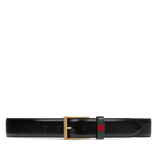 GUCCI/古馳 男士黑色皮革金屬針扣腰帶495125DT99T1060