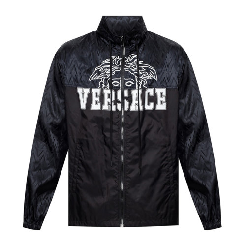 VERSACE/范思哲 男士黑色聚酰胺經(jīng)典字母徽標美杜莎頭像印花裝飾長袖上衣外套夾克 A84360-A232567-A4008