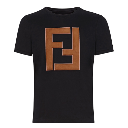 FENDI/芬迪  男士新款FF標志黑色棉質短袖T恤 FY0894A2BNF0QA1