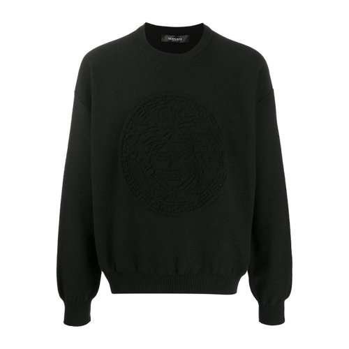 VERSACE/范思哲  男士黑色羊毛時(shí)尚休閑上衣毛衣針織衫套頭衫 A87561-A236510-A1008
