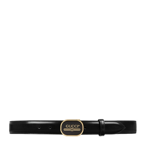 GUCCI/古馳 男士黑色經典LOGO標識牛皮板扣式皮帶腰帶 547754-0F7FG-1055