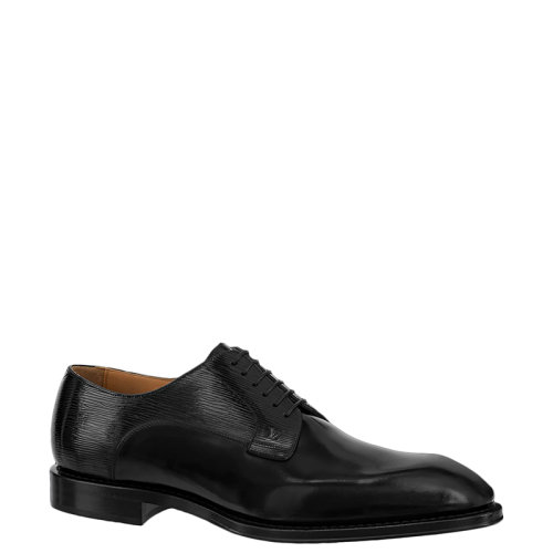 Louis Vuitton/路易威登 22年早春新款 KENSINGTON系列 男士黑色小牛皮系帶德比鞋樂福鞋1A8WCA