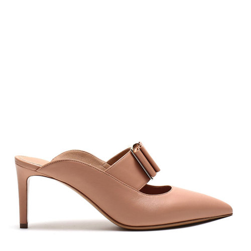 SalvatoreFerragamo/菲拉格慕 女士 皮革蝴蝶結尖頭高跟穆勒鞋 0724998