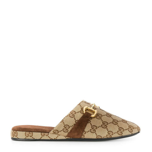 GUCCI/古馳  古琦拖鞋 經典雙G 女士棕色馬銜扣時尚休閑拖鞋 601599 G1710 9773