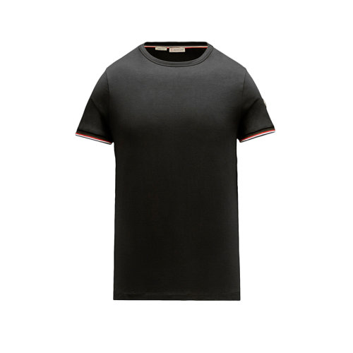 Moncler/蒙克萊 22年秋冬新款 男士黑色棉質混紡三色細節短袖T恤H10918C7160087296999