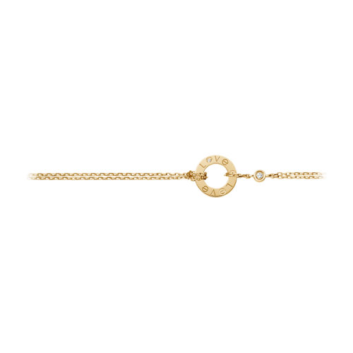 CARTIER/卡地亞 經典LOVE系列 18K黃金單環鑲鉆LOVE手鏈 B6038300