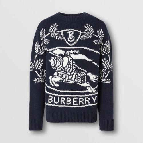  BURBERRY 22年秋冬 男士 馬術騎士貼花羊毛寬松針織衫 80587641