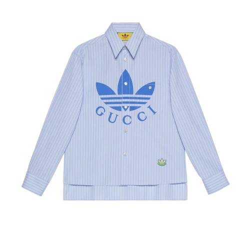  GUCCI古馳 22年秋冬 男士 adidas x Gucci聯名系列條紋棉質Polo衫 719889 ZAK4E 4337