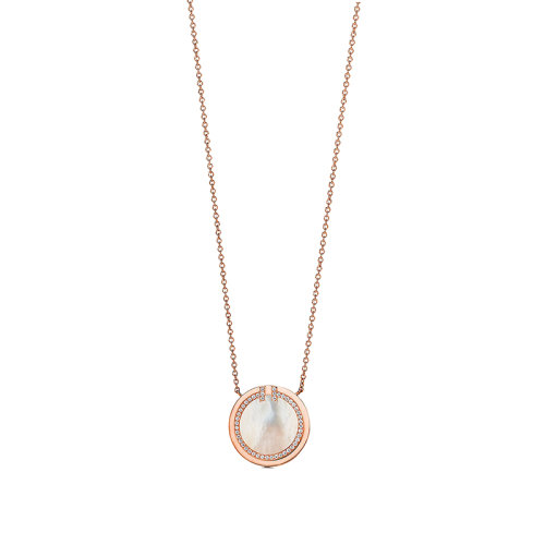 Tiffany & Co./蒂芙尼 18K金玫瑰金40.6-45.7 厘米 鉆石和珍珠母貝圈形項鏈64026828