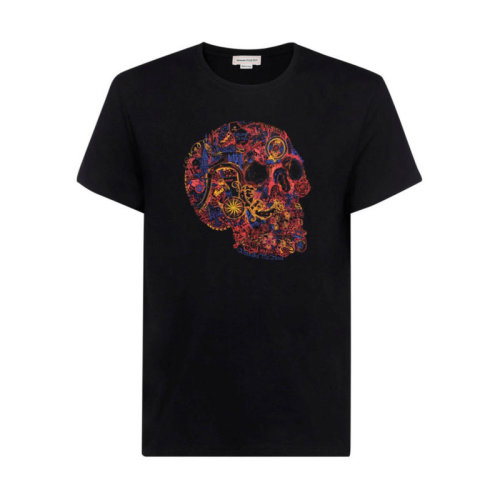 Alexander McQueen/亞歷山大麥昆  男裝  男士骷髏頭印花棉質(zhì)時(shí)尚百搭圓領(lǐng)短袖T恤 649873QQZ530901