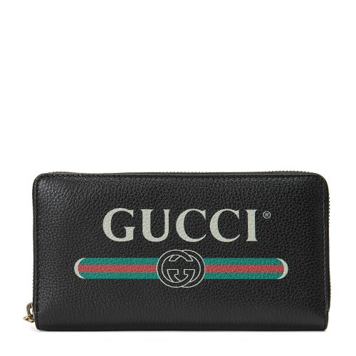 GUCCI/古馳 Gucci標(biāo)識(shí)印花全拉鏈?zhǔn)藉X包 皮質(zhì) 496317 0GCAT
