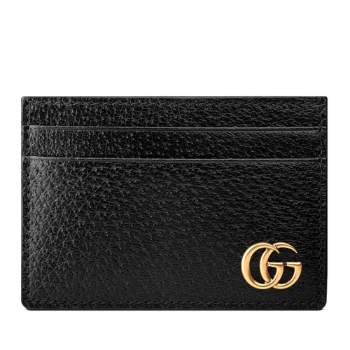 GUCCI/古馳 經典款 黑色GG Marmont皮革金色雙G細節名片夾錢夾卡片夾436022DJ20T1000