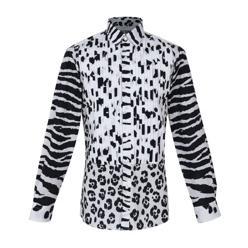 MOSCHINO/莫斯奇諾  男裝 服裝 黑白花色棉質(zhì)時(shí)尚休閑 男士長(zhǎng)袖襯衫 ZA02105235