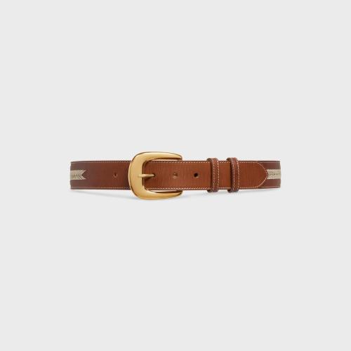  CELINE賽琳思琳 22年秋冬 女士 腰帶 CEINTURE WESTERN， LARGE MODELE EN VEAU VIEILLI ET BRO