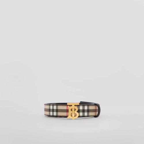  BURBERRY 22年秋冬 女士 雙面兩用 Vintage 格紋專屬標識圖案腰帶 80524821