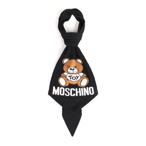 MOSCHINO/莫斯奇諾 男女同款 黑色羊毛時尚圍巾/披肩圍巾 50128M526416