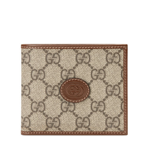 GUCCI/古馳   男士經典老花帆布配棕色皮革雙折短款錢包67165292TCG8563
