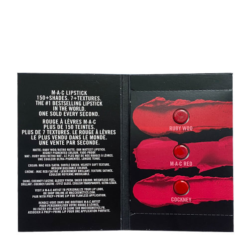 M.A.C/魅可M.A.C/魅可三色唇膏體驗組01（有非賣品字）（RUBY WOO+M.A.C RED+COCKNEY）0.15g*3個/組*4組