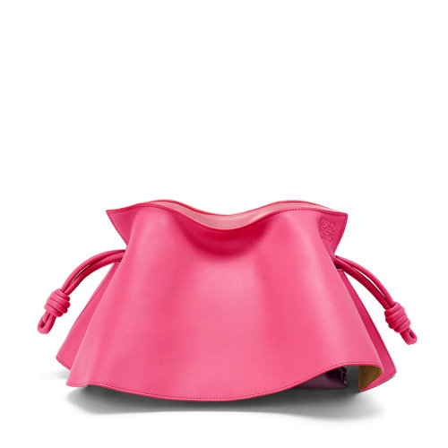 LOEWE/羅意威 22新款Flamenco系列 女士櫻桃色納帕牛皮革徽標壓紋磁扣開合單肩手拿花瓣包A411M12X01-7925