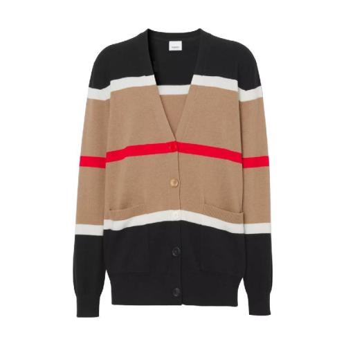  BURBERRY 22年秋冬 女士 條紋設計羊絨混紡開衫 80484241
