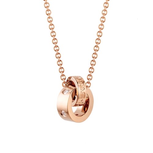 BVLGARI/寶格麗 BVLGARI系列18K金玫瑰金鑲5顆鉆石   項鏈 354028