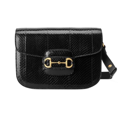  GUCCI古馳 22年秋冬 女士 Gucci 1955馬銜扣蛇皮肩背包 602204 LYQ0G 1000