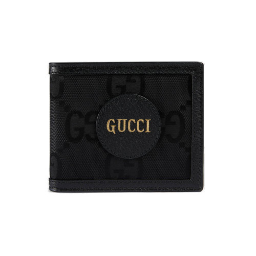 GUCCI/古馳 20 Off the Grid系列 黑色再生材質網面雙G花紋錢包625573H9HAN1000