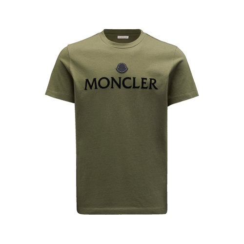 Moncler/蒙克萊 22年秋冬新款 男士橄欖綠色純棉植絨印花Logo短袖T恤H20918C000078390T875