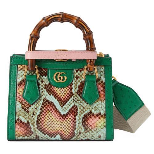  GUCCI古馳 22年秋冬 女士 Gucci Diana竹節蟒蛇皮迷你托特包 702732 E12JM 3581