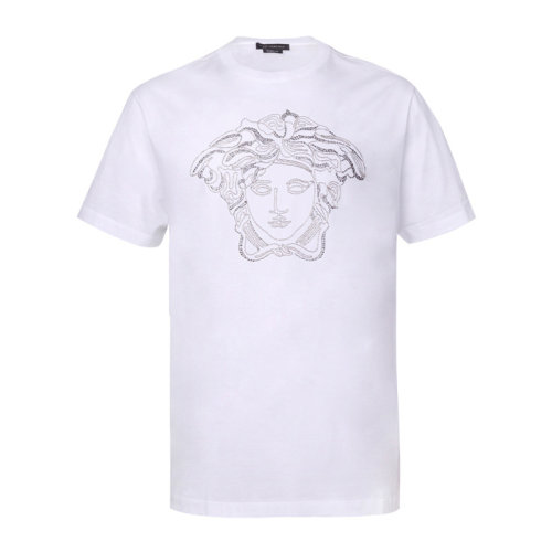 VERSACE/范思哲 男士純色棉質(zhì)經(jīng)典美杜莎頭像印花裝飾圓領短袖上衣T恤 A77977-A214683 多色可選