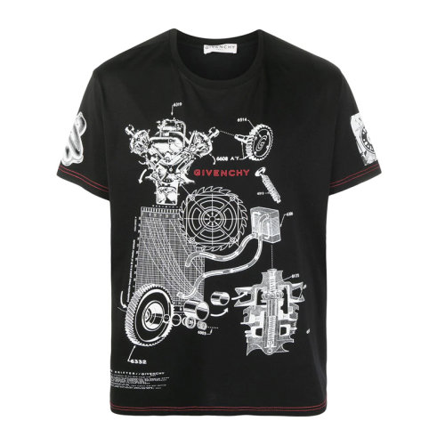 GIVENCHY 紀梵希  男裝 服飾 黑色圓領棉質時尚休閑 男士短袖T恤
