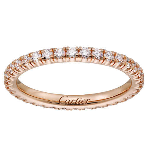 CARTIER/卡地亞 ALLIANCE ETINCELLE系列 18K金玫瑰金鑲嵌38顆明亮式切割鉆石 結婚求婚訂婚戒指B4086500