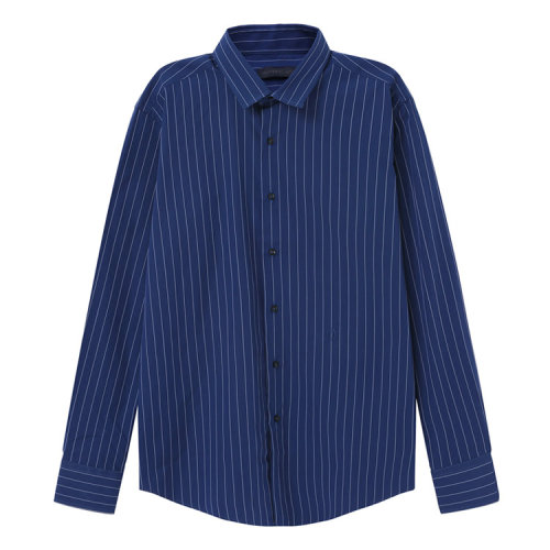 Trussardi/楚莎迪 純棉 翻領 深藍色 男裝 襯衣 襯衫 男士長袖襯衫