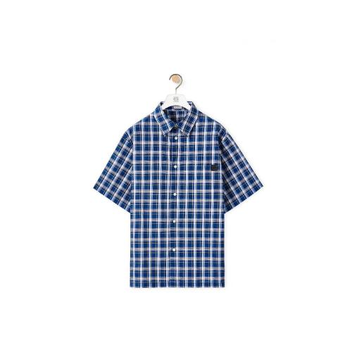  LOEWE羅意威 22年秋冬 男士 短袖T恤 Short sleeve check shirt in cotton H526Y05W98-5108