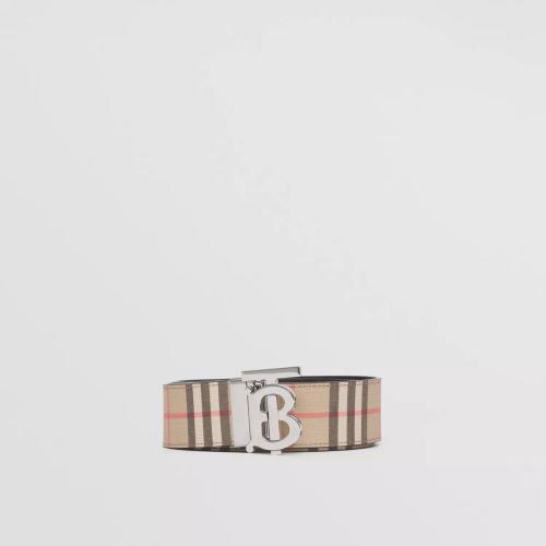  BURBERRY 22年秋冬 男士 雙面兩用 Vintage 格紋專屬標識裝飾腰帶 80527761