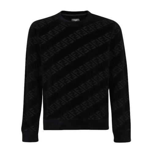  FENDI/芬迪 黑色logo徽標天鵝絨衛衣 FY0178 AHCA F0QA1 PLFSX